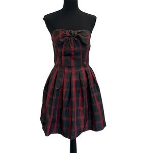 Retro Doll strapless plaid bustier bow dress sizeS